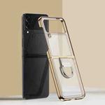 For Samsung Galaxy Z Flip4 Electroplating PC Full Coverage Shockproof Ring Phone Case(Gold)