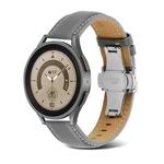 For Samsung Galaxy Watch5 40mm / 44mm Butterfly Buckle Genuine Leather Watch Band(Light Grey)