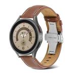 For Samsung Galaxy Watch5 40mm / 44mm Butterfly Buckle Genuine Leather Watch Band(Brown)