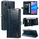 For Huawei P20 Lite GQUTROBE RFID Blocking Oil Wax Leather Phone Case(Blue)