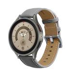 For Samsung Galaxy Watch5 40mm / 44mm Stitching Genuine Leather Watch Band(Grey+Silver)