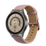 For Samsung Galaxy Watch5 40mm / 44mm Stitching Genuine Leather Watch Band(Dark Pink+Rose Gold)