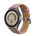For Samsung Galaxy Watch5 40mm / 44mm Stitching Genuine Leather Watch Band(Dark Pink+Silver)
