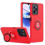 For Realme C35 Eagle Eye Ring Holder Phone Case(Red + Black)