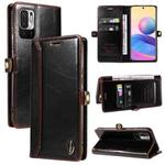 For Xiaomi Redmi Note 10 5G GQUTROBE RFID Blocking Oil Wax Leather Phone Case(Brown)