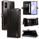 For Xiaomi Redmi 9A GQUTROBE RFID Blocking Oil Wax Leather Phone Case(Brown)