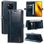 For Xiaomi Poco X3 NFC GQUTROBE RFID Blocking Oil Wax Leather Phone Case(Blue)