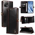 For Xiaomi Mi 11 Lite GQUTROBE RFID Blocking Oil Wax Leather Phone Case(Brown)
