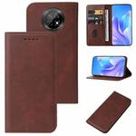 For Huawei Enjoy 30 Plus Magnetic Closure Leather Phone Case(Brown)