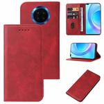 For Honor 50 Lite Magnetic Closure Leather Phone Case(Red)