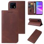 For Realme C25 Magnetic Closure Leather Phone Case(Brown)