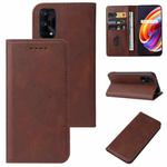 For Realme X7 Pro Magnetic Closure Leather Phone Case(Brown)