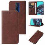 For OPPO Reno2 Magnetic Closure Leather Phone Case(Brown)