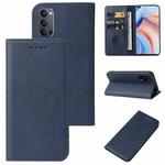 For OPPO Reno4 5G Magnetic Closure Leather Phone Case(Blue)