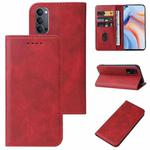 For OPPO Reno4 5G Magnetic Closure Leather Phone Case(Red)