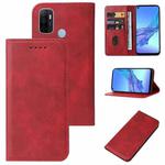 For OPPO A32 Magnetic Closure Leather Phone Case(Red)