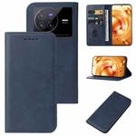 For vivo X80 Magnetic Closure Leather Phone Case(Blue)
