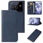 For vivo X80 Pro Magnetic Closure Leather Phone Case(Blue)
