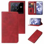 For vivo X80 Pro Magnetic Closure Leather Phone Case(Red)