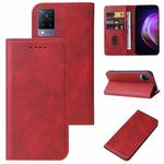 For vivo V21 4G Magnetic Closure Leather Phone Case(Red)