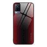 For vivo S9 Texture Gradient Glass TPU Phone Case(Red)