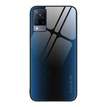 For vivo S9 Texture Gradient Glass TPU Phone Case(Blue)