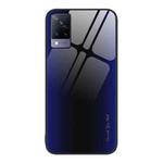 For vivo S9 Texture Gradient Glass TPU Phone Case(Dark Blue)