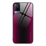 For vivo S9 Texture Gradient Glass TPU Phone Case(Rose Red)