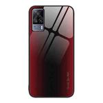 For vivo S9e Texture Gradient Glass TPU Phone Case(Red)
