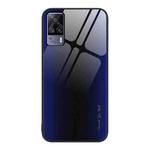 For vivo S9e Texture Gradient Glass TPU Phone Case(Dark Blue)