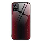 For vivo S10 Texture Gradient Glass TPU Phone Case(Red)