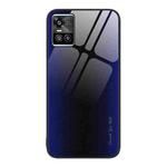 For vivo S10 Texture Gradient Glass TPU Phone Case(Dark Blue)