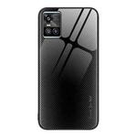 For vivo S10 Texture Gradient Glass TPU Phone Case(Black)