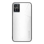 For vivo S10 Texture Gradient Glass TPU Phone Case(White)