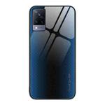 For vivo V21 Texture Gradient Glass TPU Phone Case(Blue)