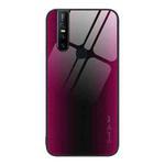 For vivo V15 Texture Gradient Glass TPU Phone Case(Rose Red)