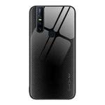 For vivo V15 Texture Gradient Glass TPU Phone Case(Black)