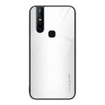 For vivo V15 Texture Gradient Glass TPU Phone Case(White)