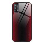 For Realme 7 Texture Gradient Glass TPU Phone Case(Red)