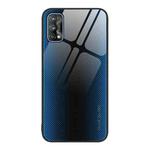For Realme 7 Texture Gradient Glass TPU Phone Case(Blue)