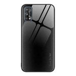 For Realme 7 Texture Gradient Glass TPU Phone Case(Black)