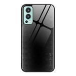 For OnePlus Nord 2 5G Texture Gradient Glass TPU Phone Case(Black)