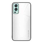 For OnePlus Nord 2 5G Texture Gradient Glass TPU Phone Case(White)