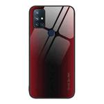 For OnePlus Nord N10 5G Texture Gradient Glass TPU Phone Case(Red)