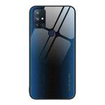 For OnePlus Nord N10 5G Texture Gradient Glass TPU Phone Case(Blue)