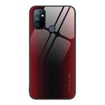 For OnePlus Nord N100 Texture Gradient Glass TPU Phone Case(Red)