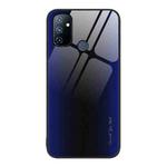 For OnePlus Nord N100 Texture Gradient Glass TPU Phone Case(Dark Blue)