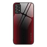 For Samsung Galaxy A52 4G / 5G Texture Gradient Glass TPU Phone Case(Red)