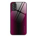 For Samsung Galaxy A52 4G / 5G Texture Gradient Glass TPU Phone Case(Rose Red)