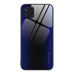 For Samsung Galaxy M32 Texture Gradient Glass TPU Phone Case(Dark Blue)
